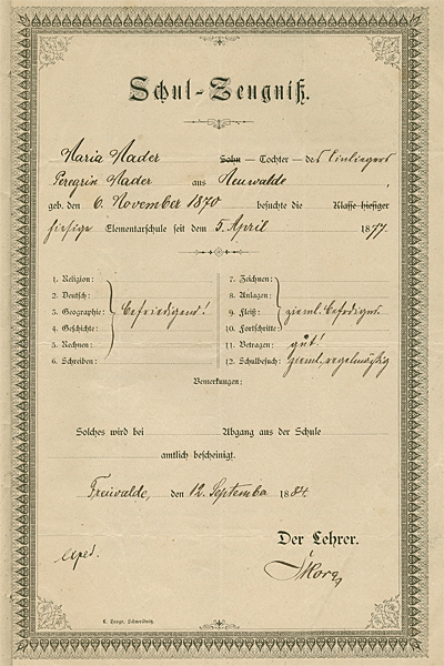 Schulzeugnis